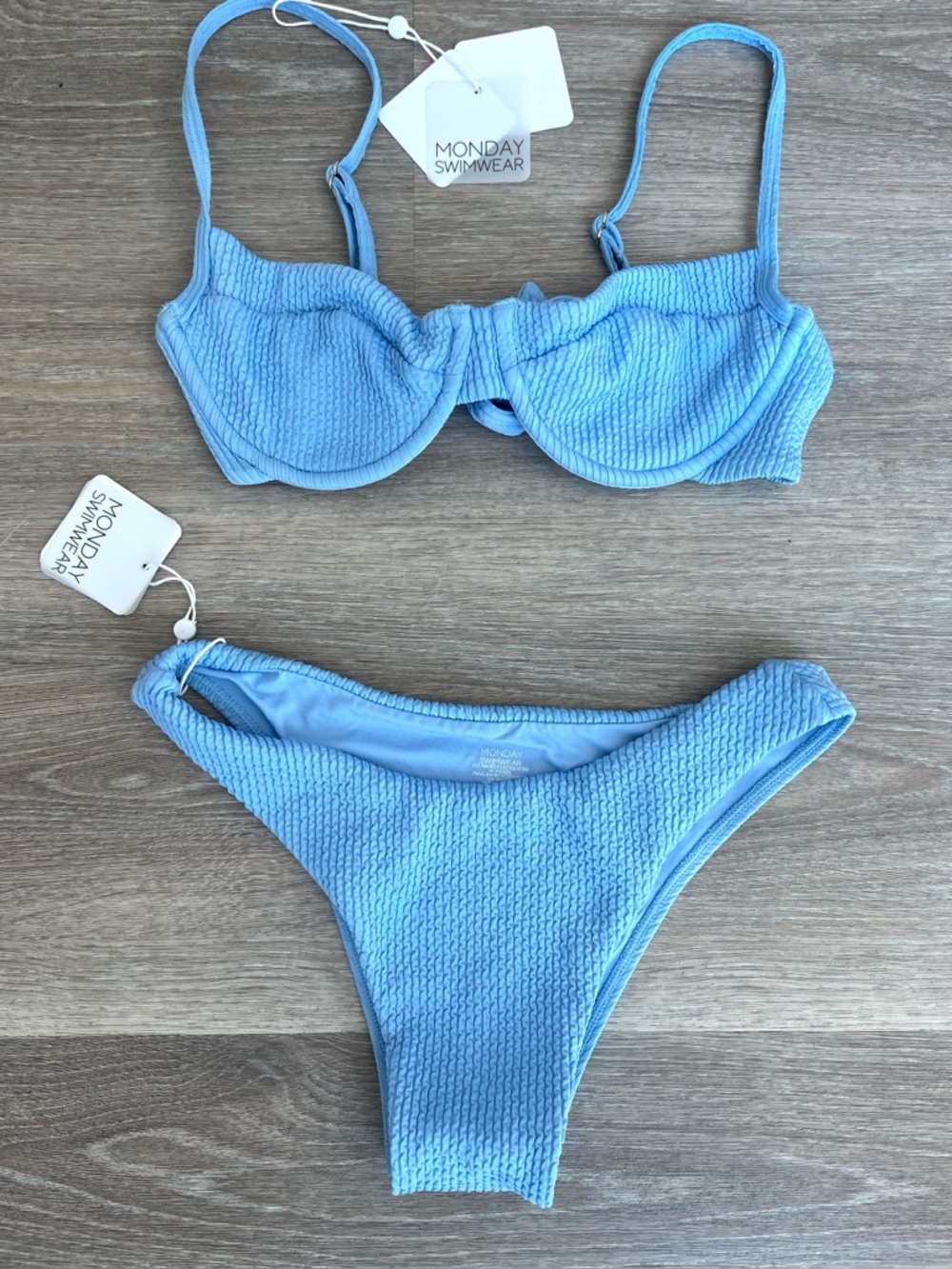Monday Swimwear Blue Ribbed Bikini set - Picture 10 of 12